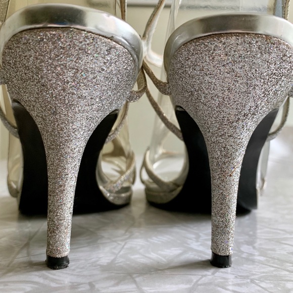 Nina Silver Glitter/Bling Strappy Heels (Prom!) 8 - Picture 3 of 7